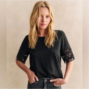 Sezane Hortense Shirt in Black L NWT